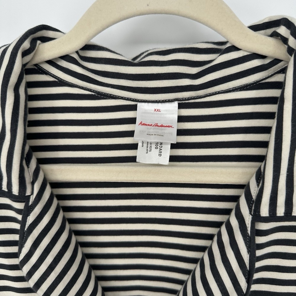 Hanna Andersson Women's Black and Cream Striped Short Sleeve Pajama Shirt In XXL - Picture 4 of 8